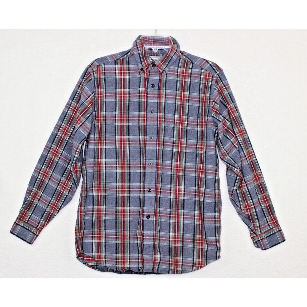 LL Bean Scotch Plaid Flannel Button Up Shirt Men’s Size Small Long Sleeve